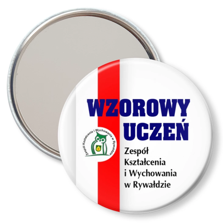 przypinka lusterko Wzorowy Uczeń Zespół Szkół Kształcenia w Rywałdzie