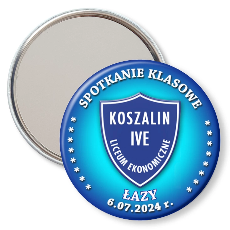 przypinka lusterko Zjazd Klasowy po 30 latach Liceum Ekonomiczne Koszalin