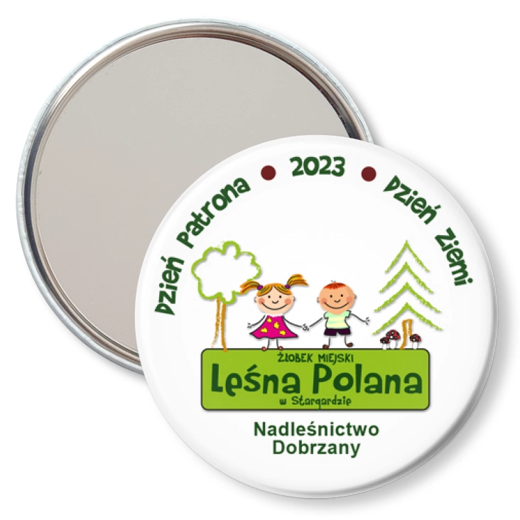 przypinka lusterko Żłobek Leśna Polana Dzień Patrona