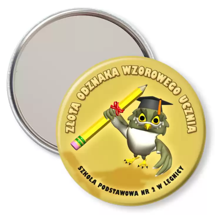 przypinka lusterko Złota Odznaka Wzorowego Ucznia Legnica