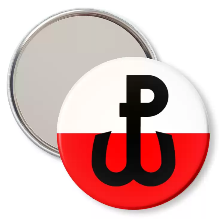 przypinka lusterko Znak Polska Walcząca na biało-czerwonym tle