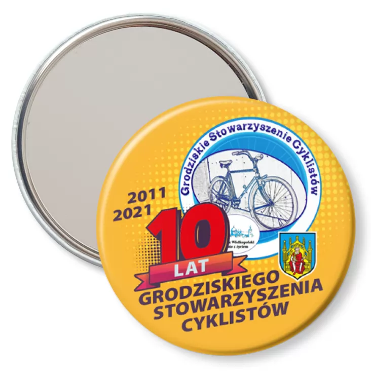przypinka lusterko 10 lat Grodziskiego Stowarzyszenia Cyklistów