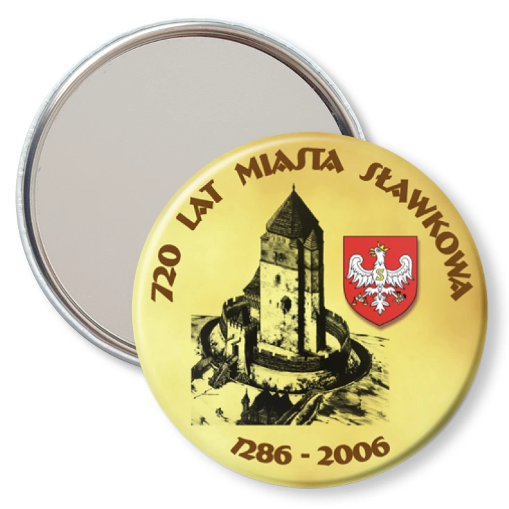 przypinka lusterko 720 lat Miasta Sławkowa
