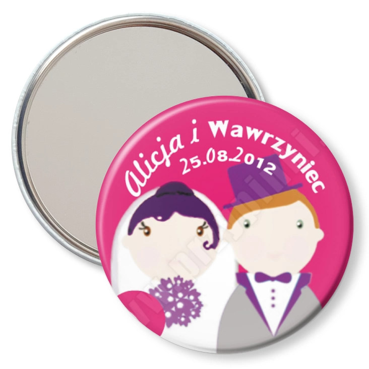 przypinka lusterko Alicja i Wawrzyniec