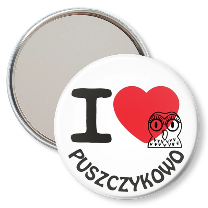 przypinka lusterko I love Puszczykowo