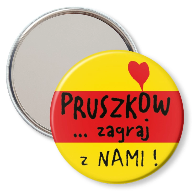 przypinka lusterko Pruszków... zagraj z nami!