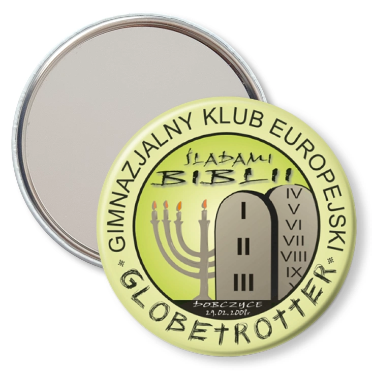 przypinka lusterko Śladami Biblii - Globetroter Dobczyce 2008