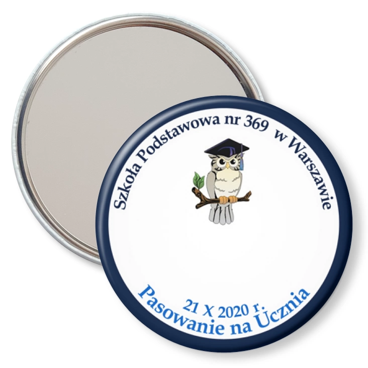 przypinka lusterko SP nr 369 Pasowanie na ucznia