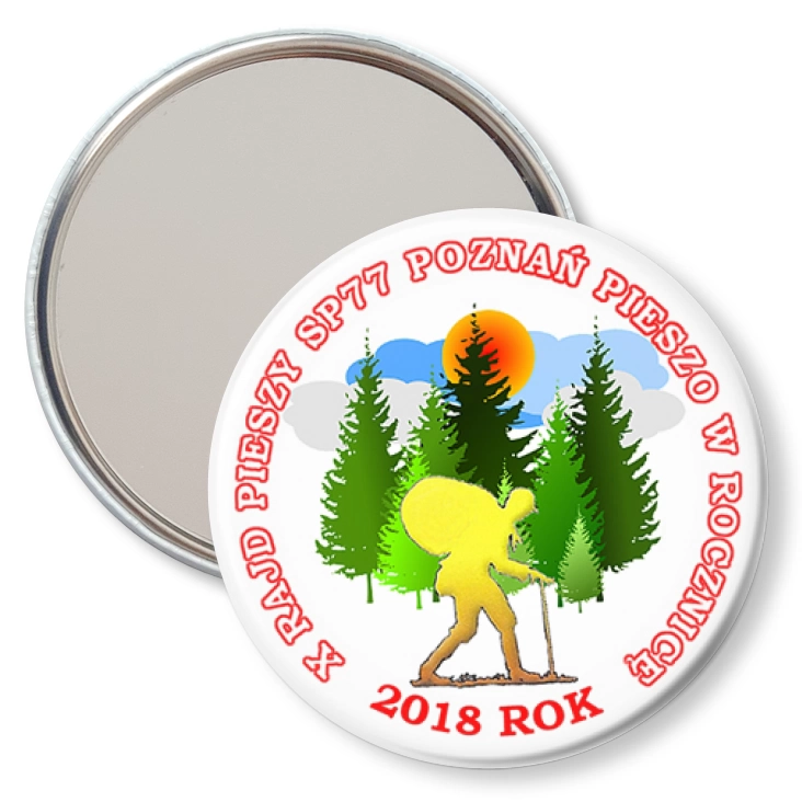 przypinka lusterko X Rajd Pieszy SP 77 Poznań - 2018