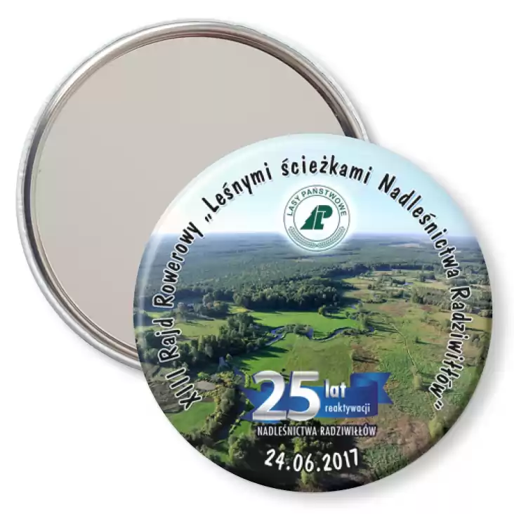 przypinka lusterko XIII Rajd Rowerowy Leśnymi ścieżkami Nadleśnictwa Radziwiłłów 2017