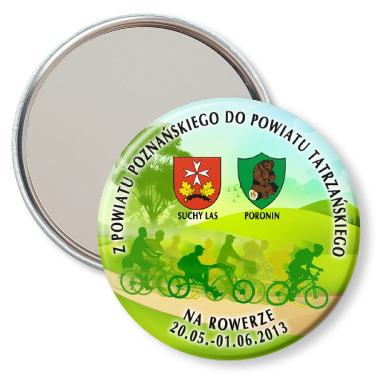 przypinka lusterko Z powiatu poznańskiego do powiatu tatrzańskiego na rowerze