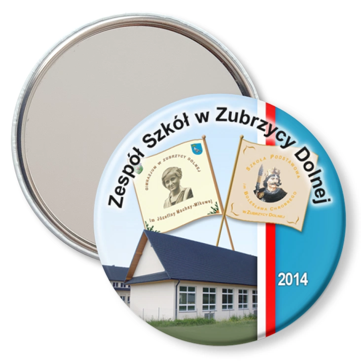 przypinka lusterko Zespół Szkół w Zubrzycy Dolnej