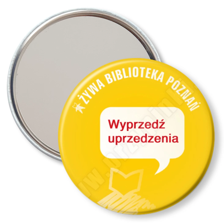 przypinka lusterko Żywa Biblioteka 