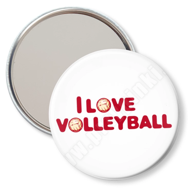 przypinka lusterko I love volleyball