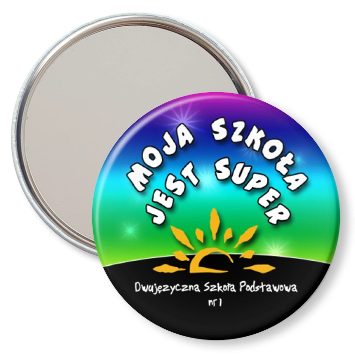 przypinka lusterko Moja szkoła jest super