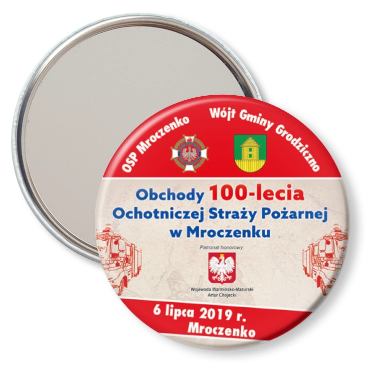 przypinka lusterko Obchody 100-lecia OSP w Mroczenku