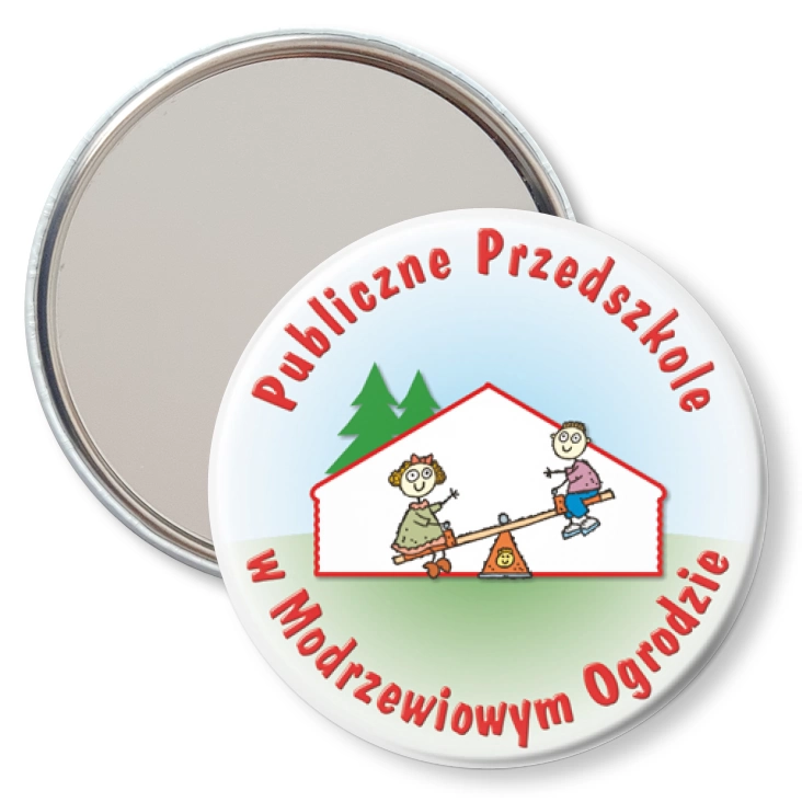 przypinka lusterko Publiczne Przedszkole w Modrzewiowym Ogrodzie