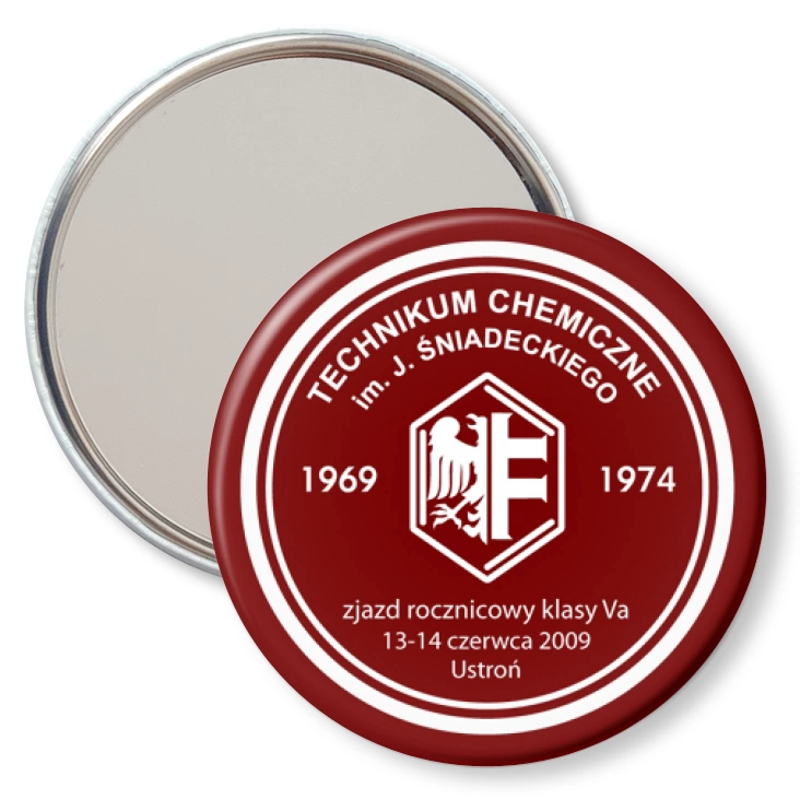przypinka lusterko Technikum Chemiczne w Chorzowie
