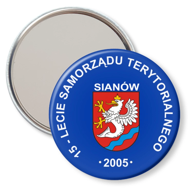 przypinka lusterko 15-lecie Samorządu Terytorialnego Sianów