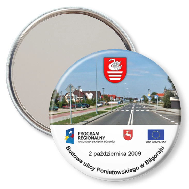 przypinka lusterko Budowa ulicy Poniatowskiego w Biłgoraju