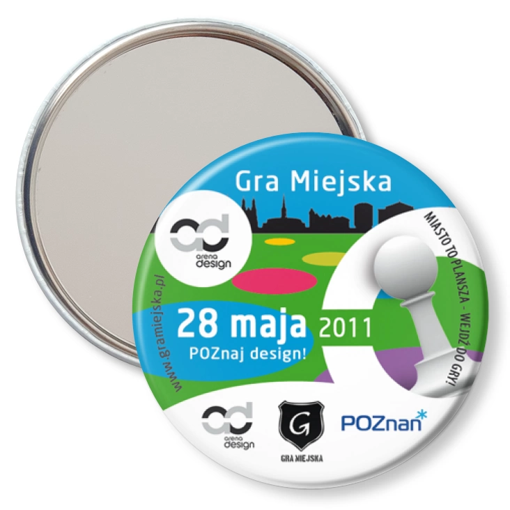przypinka lusterko Gra Miejska - Poznaj design