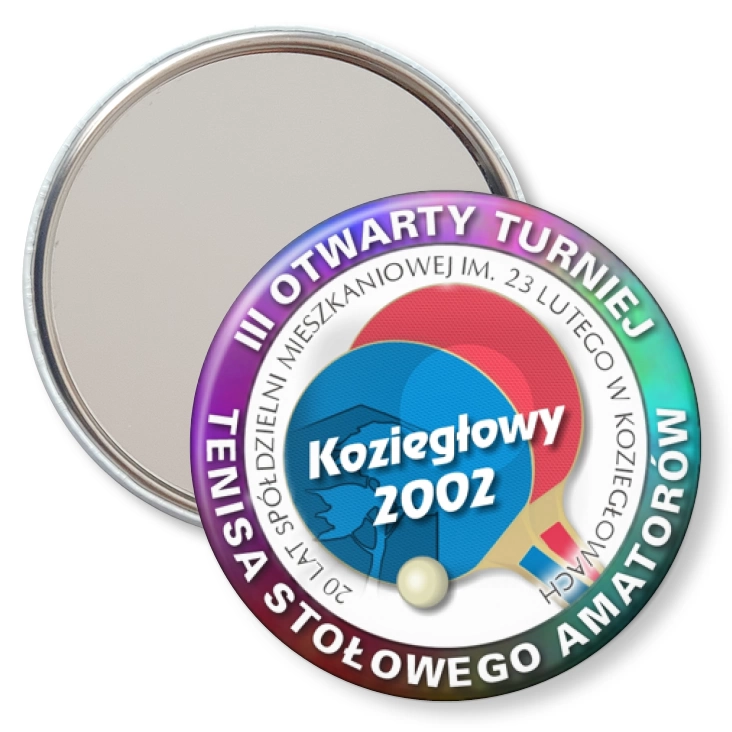 przypinka lusterko III Otwart Turniej Tenisa Stołowego Amatorów Koziegłowy 2002