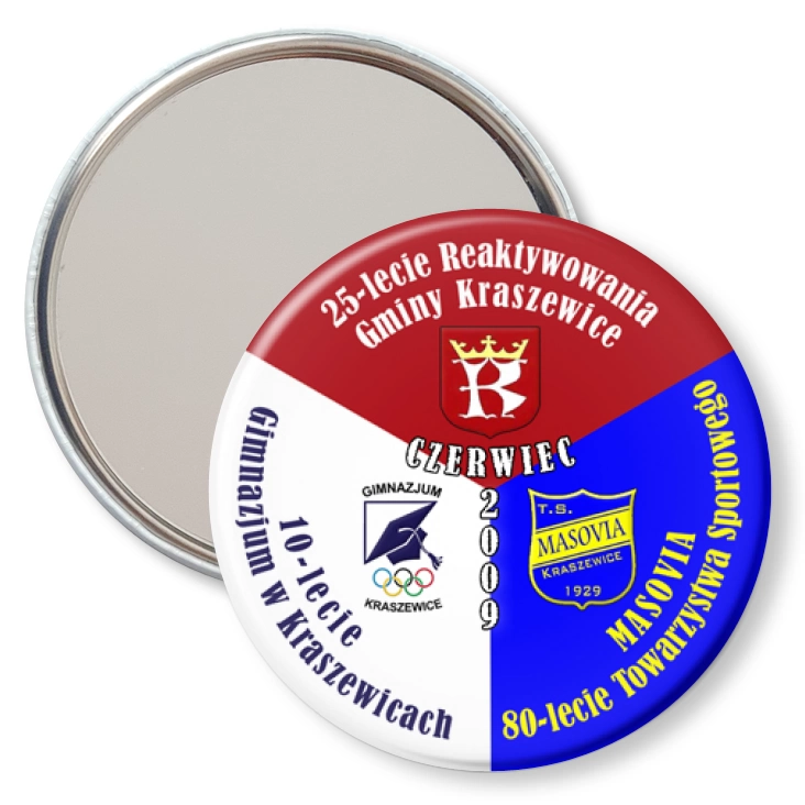 przypinka lusterko Kraszewice Jubileusz