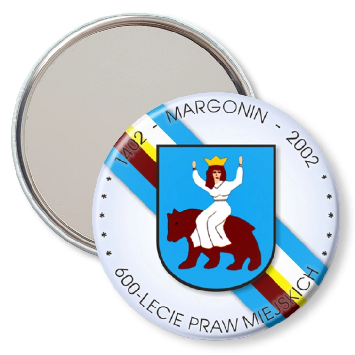 przypinka lusterko Margonin - 600-lecie Praw Miejskich