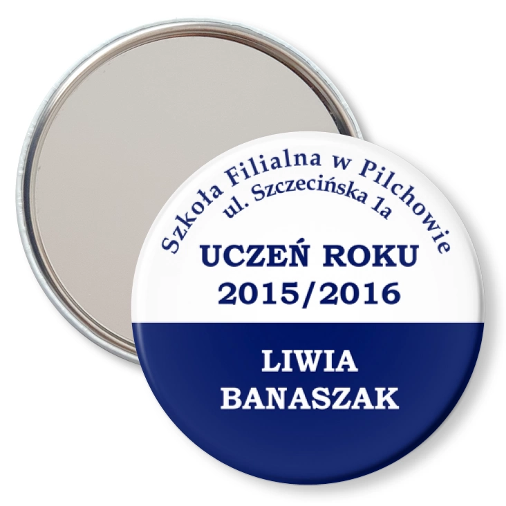 przypinka lusterko Szkoła Filialna w Pilchowie 