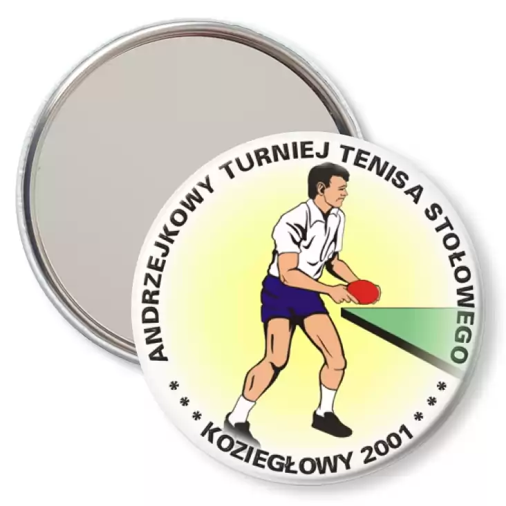przypinka lusterko Andrzejkowy Turniej Tenisa Stołowego - Koziegłowy 2001
