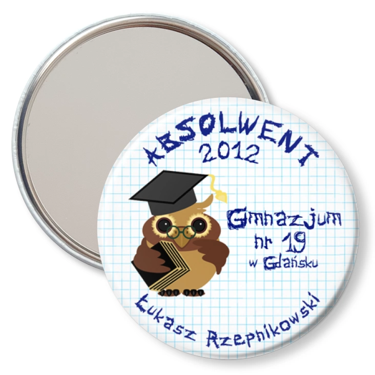 przypinka lusterko Gimnazjum nr 19 w Gdańsku