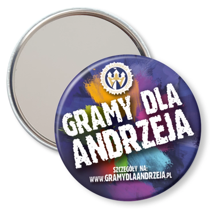 przypinka lusterko Gramy dla Andrzeja