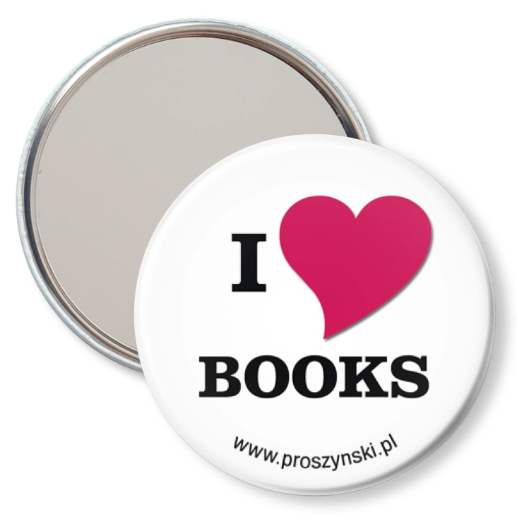 przypinka lusterko I love books