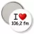 Przypinka lusterko I love 106,2 fm