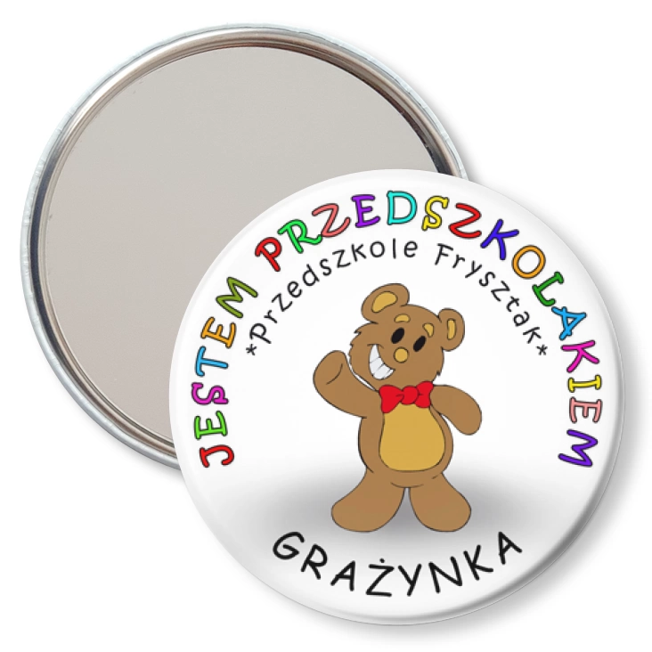 przypinka lusterko Przedszkole Frysztak - misie