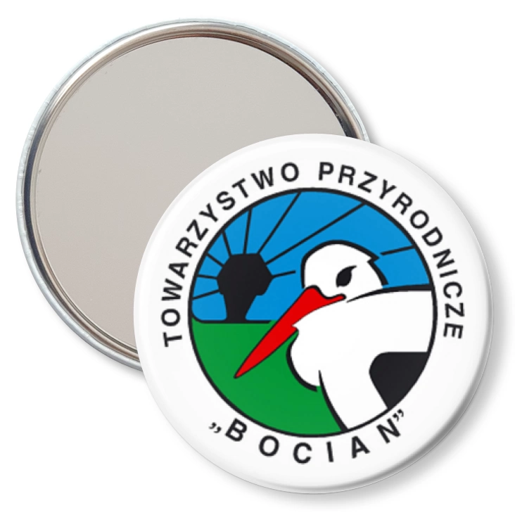 przypinka lusterko Towarzystwo Przyrodnicze Bocian