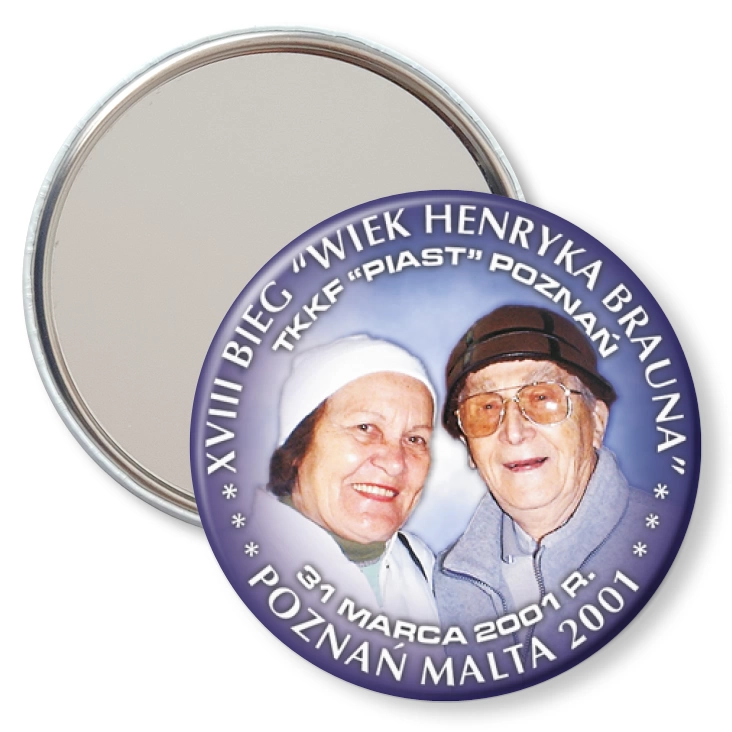 przypinka lusterko XVIII Bieg Wiek Henryka Brauna