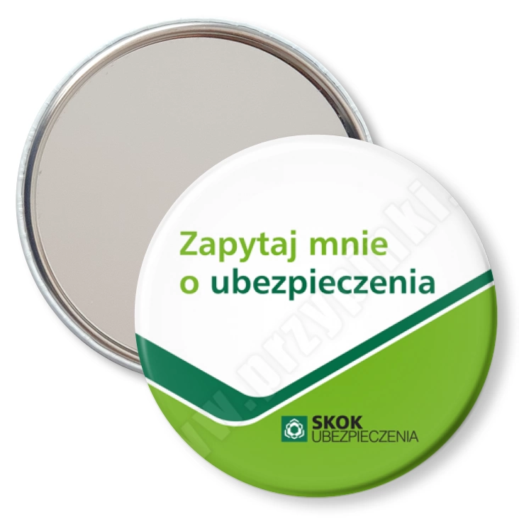 przypinka lusterko Zapytaj mnie o ubezpieczenia