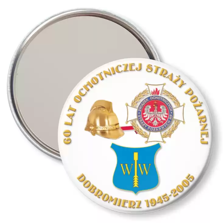 przypinka lusterko 60 lat Ochotniczej Straży Pożarnej w Dobromierzu