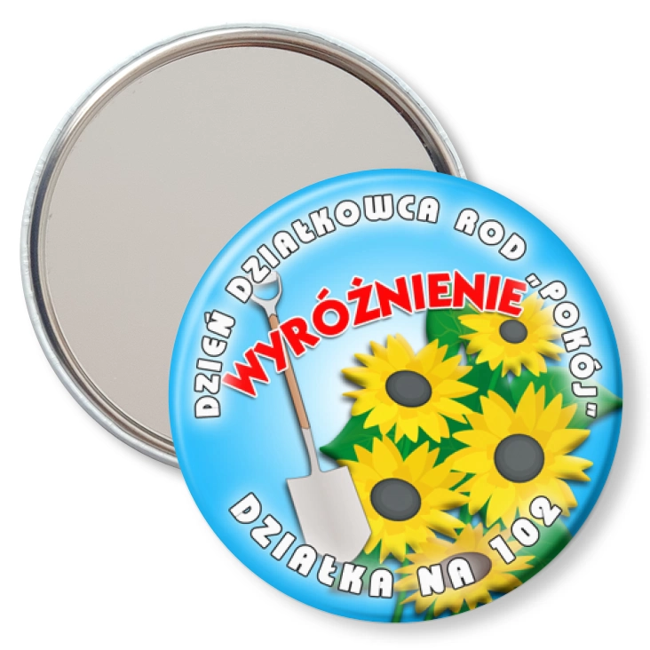 przypinka lusterko Dzień Działkowca ROD Pokój