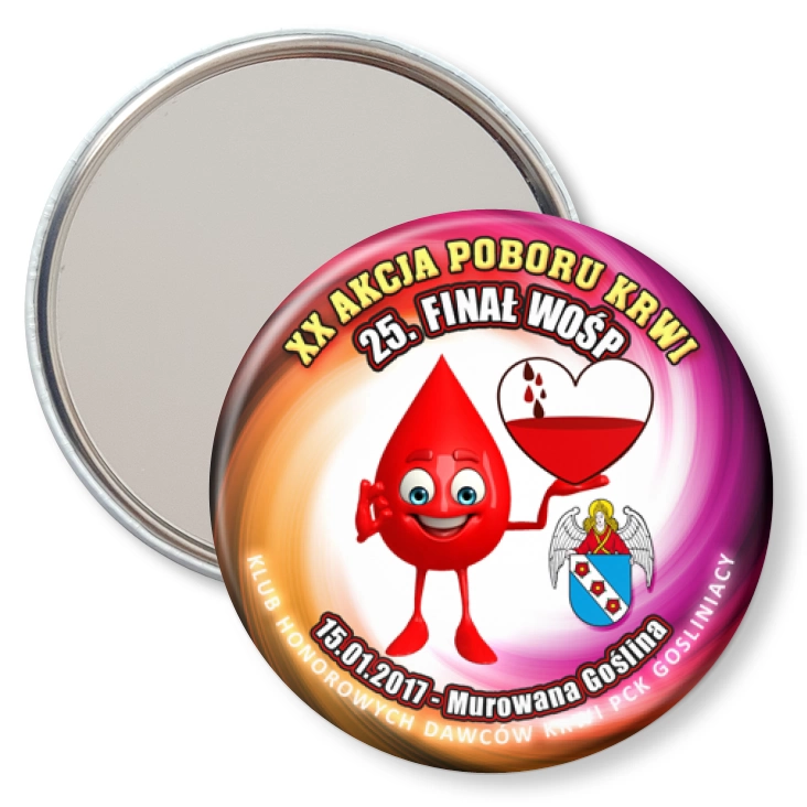 przypinka lusterko Gośliniacy - XX Akcja Poboru Krwi