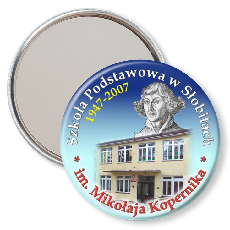 przypinka lusterko Szkoła Podstawowa w Słobitach