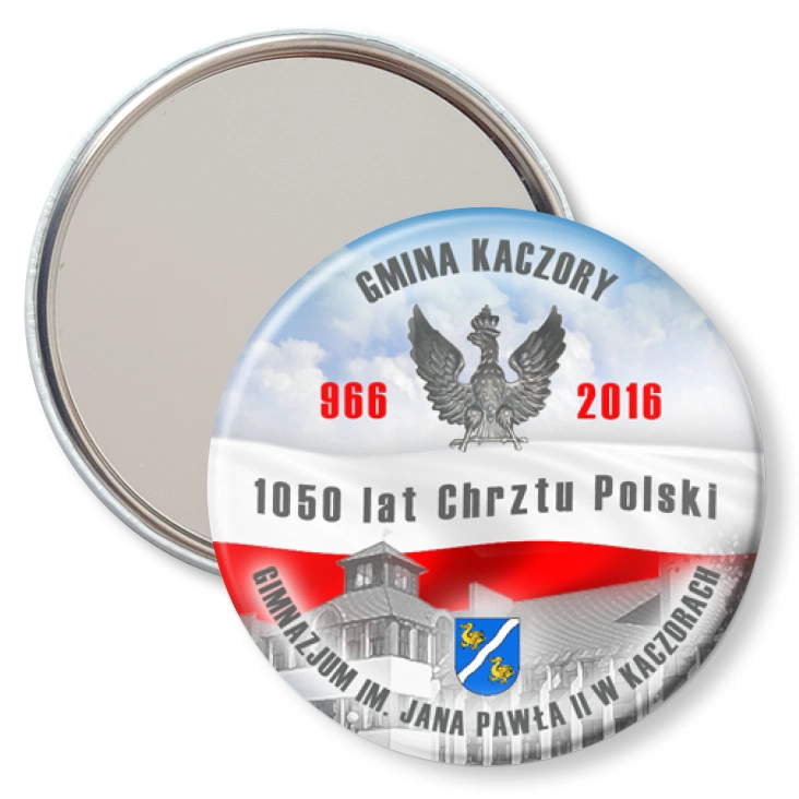 przypinka lusterko Gimnazjum im. Jana Pawła II w Kaczorach