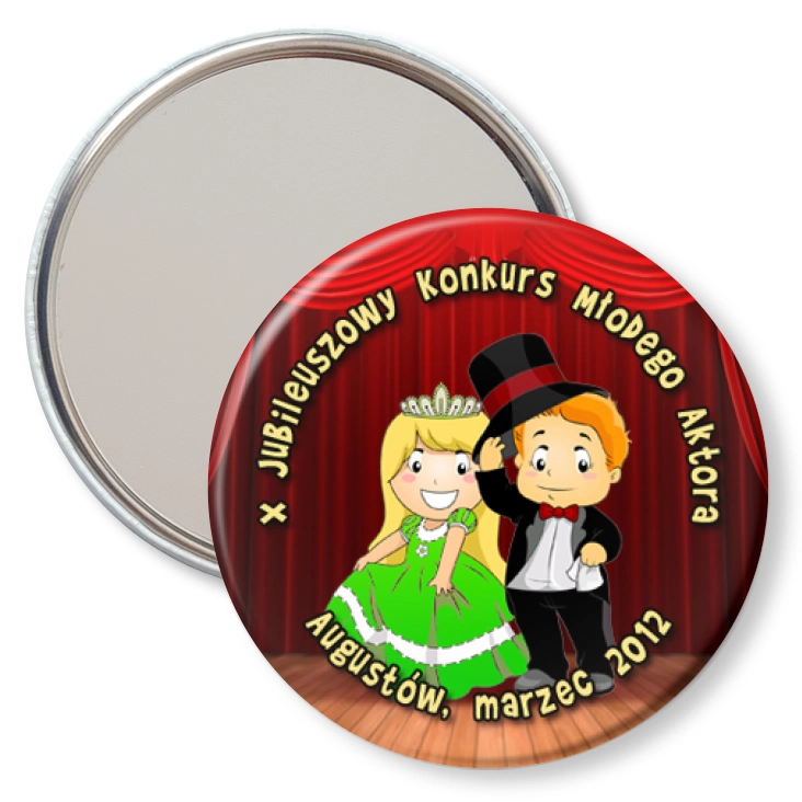 przypinka lusterko X Jubileuszowy Konkurs Młodego Aktora