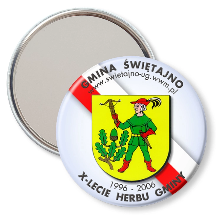 przypinka lusterko X-lecie Herbu Gminy Świętajno