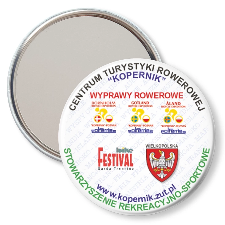 przypinka lusterko Centrum Turystyki Rowerowej Kopernik