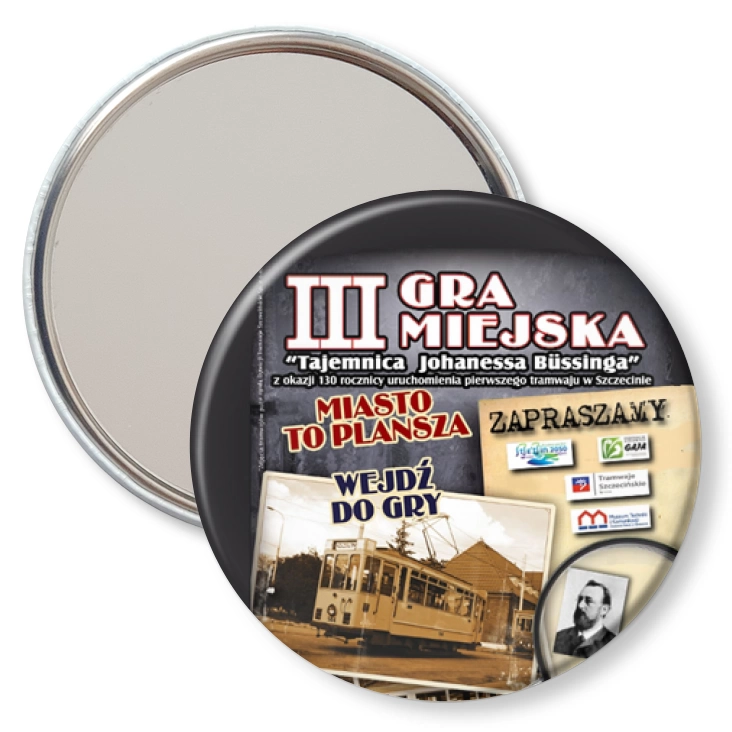 przypinka lusterko III Gra Miejska w Szczecinie