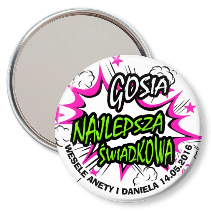 przypinka lusterko Najlepsza Świadkowa