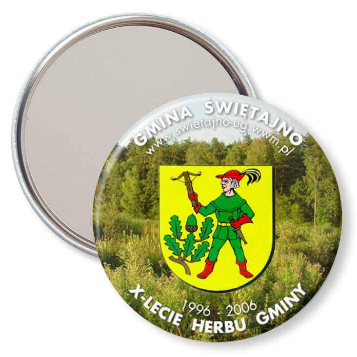 przypinka lusterko X-lecie Herbu Gminy Świętajno