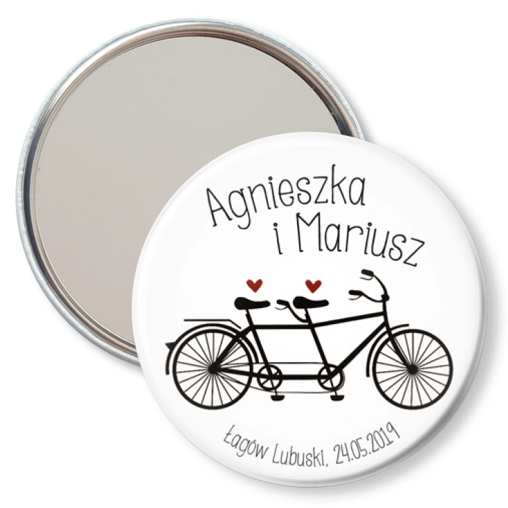 przypinka lusterko Agnieszka i Mariusz